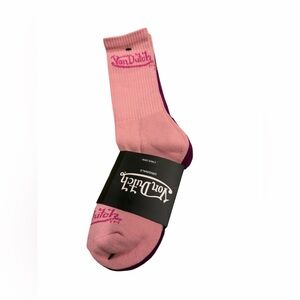 Von Dutch Crew Socks in Pink, Plum and Peach.